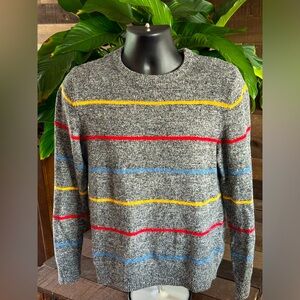 O’Hanlon Mills Grey and multi-coloured striped sweater with an athletic fit